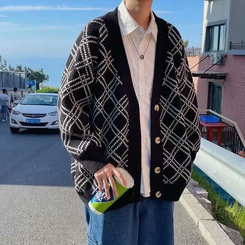 Men's Clothing Plaid Knit Swea - Winter Clothing Meme review and price