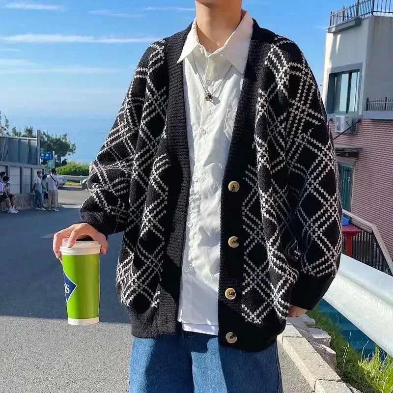 Men's Clothing Plaid Knit Swea - Winter Clothing Meme review and price