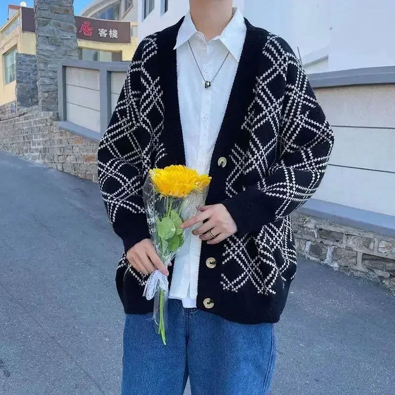 Men's Clothing Plaid Knit Swea - Winter Clothing Meme review and price